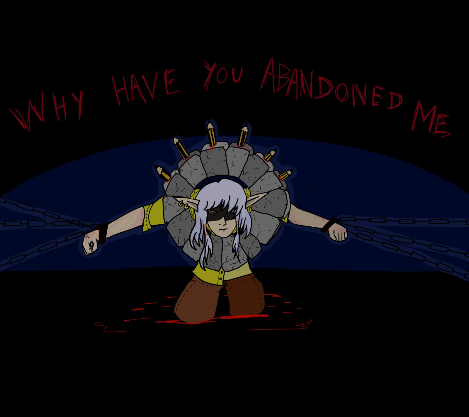 Why Have You Abandoned Me — Ada encadenada con lápices clavados